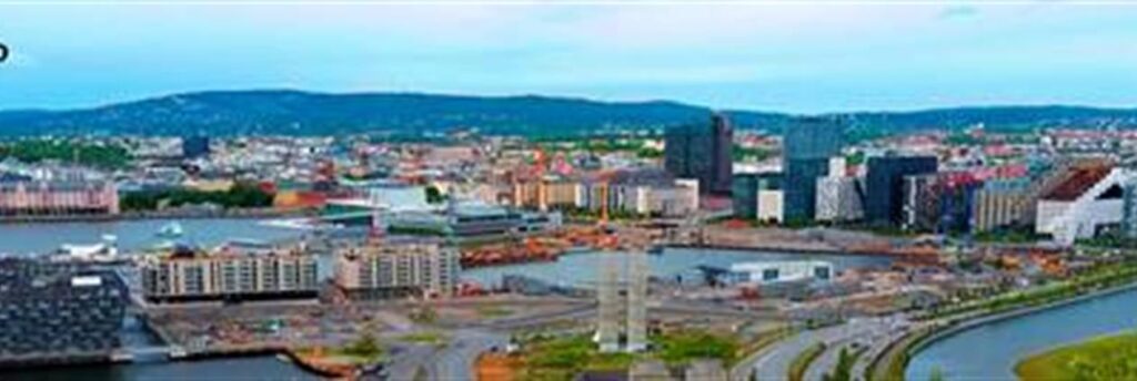 Fargebilde av Oslo med bygninger