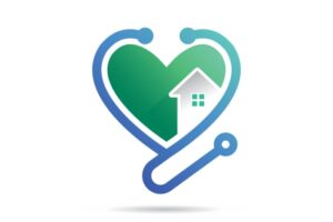 Illustrasjonsbildet av hus og et stetoskop som former ett hjerte rundt huset. Illustrasjon: Shutterstock