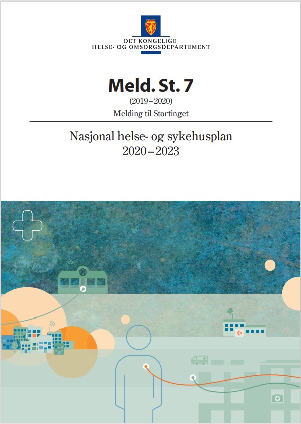 Skjermbilde av forsiden på stortingsmelding 7, nasjonal helse- og sykehusplan 2020-2023